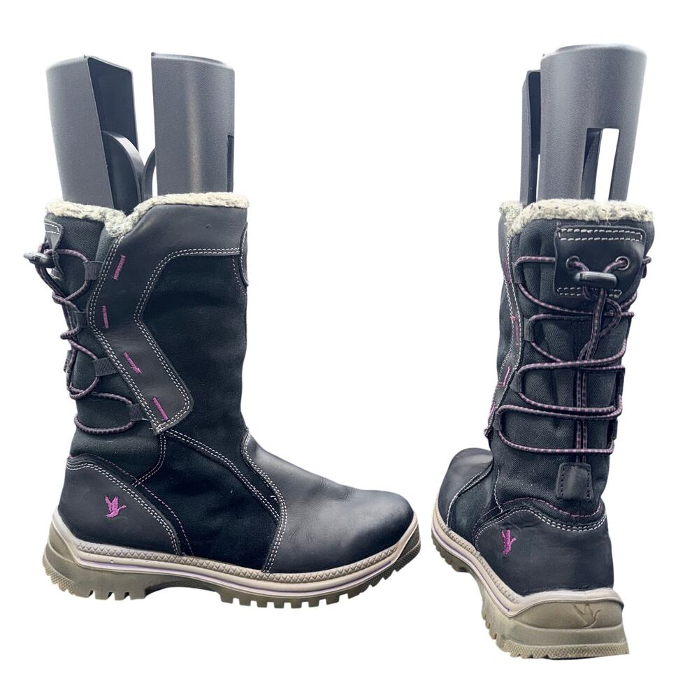 Santana Canada Winter Boots Womens 10 EU 41 Black Leather Tall Snow Boots